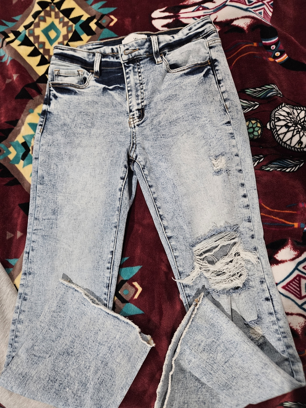 VERVET BY FLYING MONKEY Light Blue Distressed Boot Cut Jeans